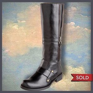 Miz Mooz mid calf lined black leather moto boots “Kansas”, size 8.5